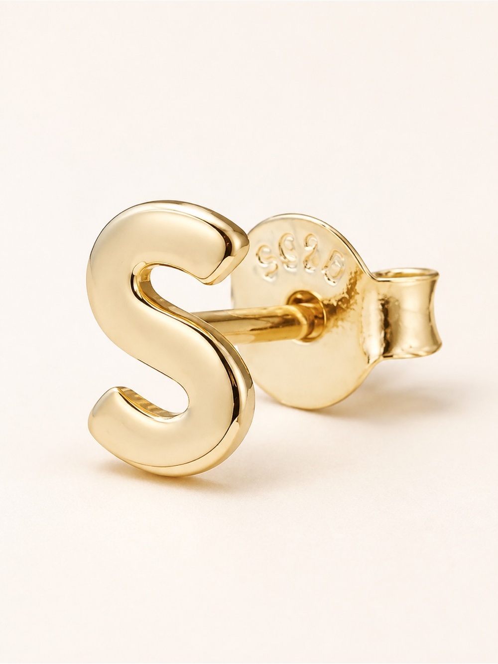 ADORNIA Fine Initial S Gold Plated Sterling Silver Stud Earring NWT